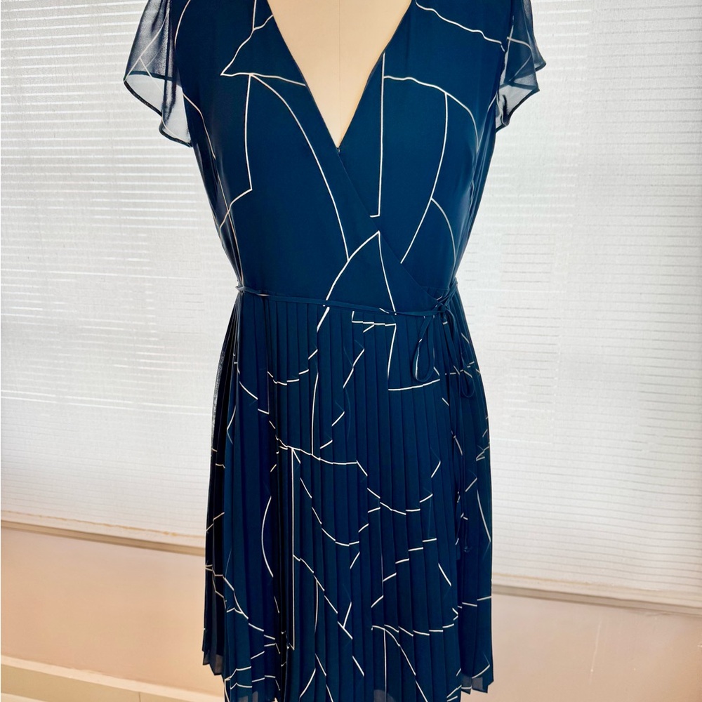 Ann Taylor Teal Dress with White Pattern